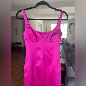 Insane 90s Vintage Dolce & Gabbana hot pink corset satin midi dress